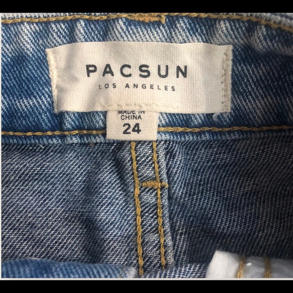 Pacsun Y2K two tone patchwork wash denim jean mini skirt - Picture 2 of 4